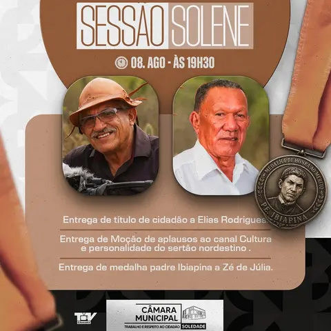 🎖️ Sessão Solene na Câmara Municipal de Soledade