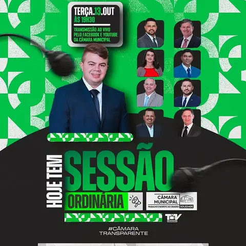 📢 HOJE TEM SESSÃO NA CÂMARA MUNICIPAL!