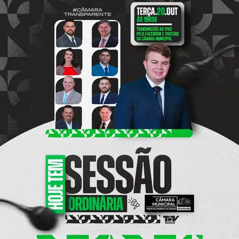 🗣️ Hoje é dia de sessão na Câmara Municipal!