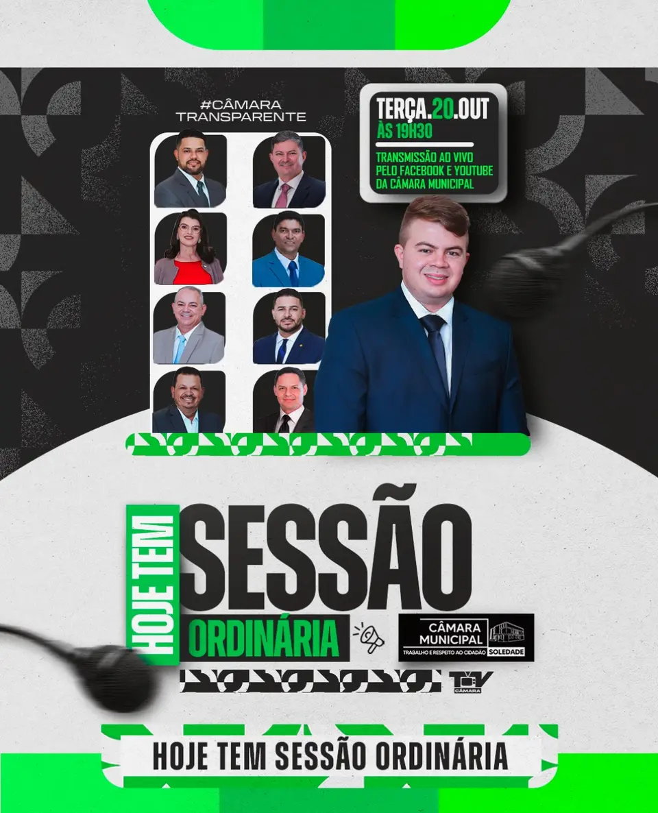 🗣️ Hoje é dia de sessão na Câmara Municipal