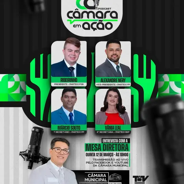 Câmara em Ação: Mesa Diretora debate pautas legislativas em entrevista ao vivo.