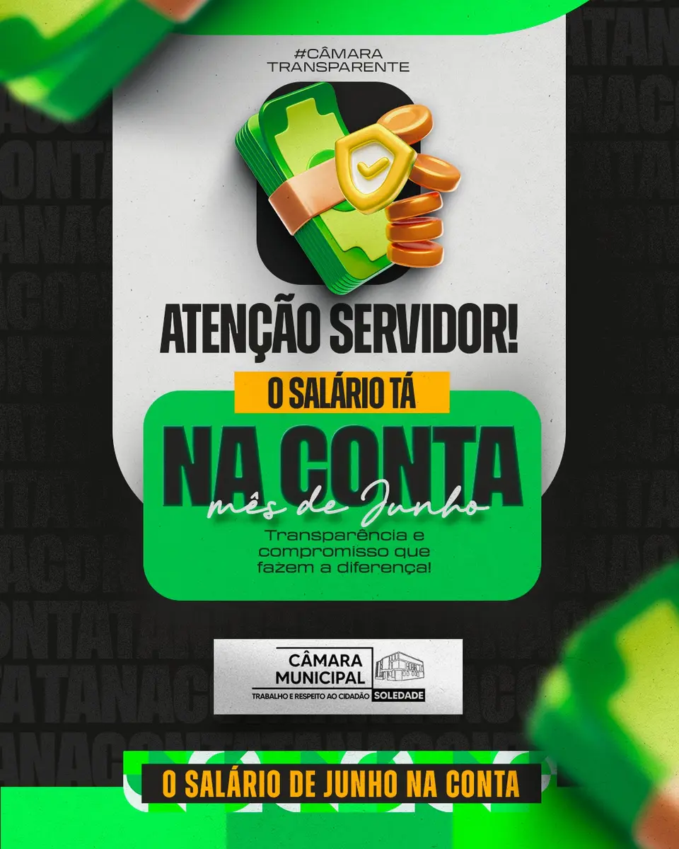 Câmara Municipal anuncia pagamento dos salários de junho aos servidores
