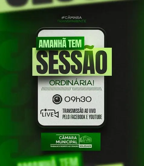 Câmara Municipal de Soledade Realiza Sessão Ordinária Amanhã às 09h30