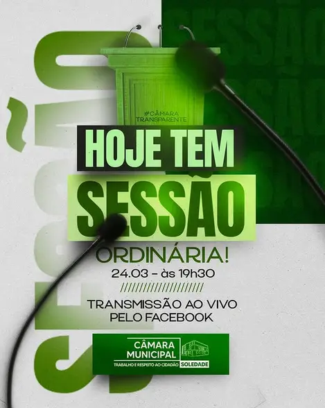 Câmara Municipal de Soledade realiza sessão ordinária nesta noite