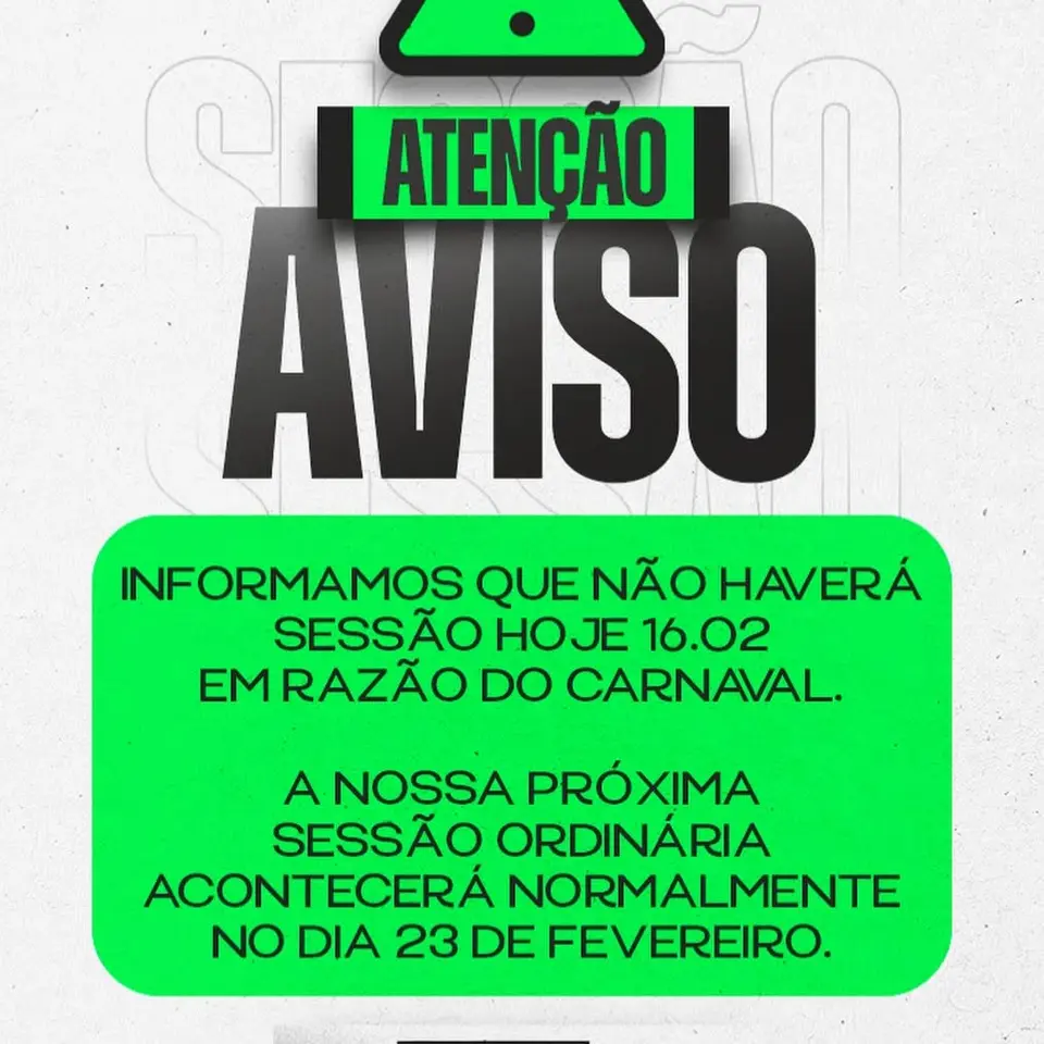 Câmara Municipal suspende sessões durante feriado de Carnaval