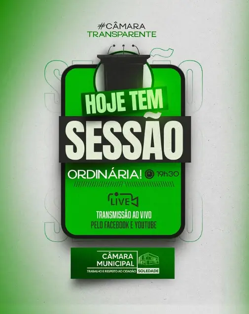 Participe da Sessão da Câmara Municipal: Presencialmente ou pelas redes sociais!