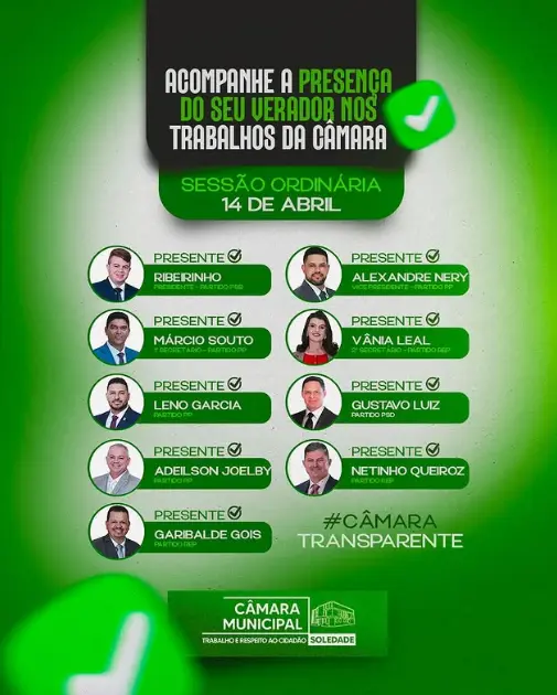 Vereadores de Soledade destacam união e compromisso em sessão ordinária pelo bem da população